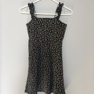 Black Floral Skater Dress, Size Medium
